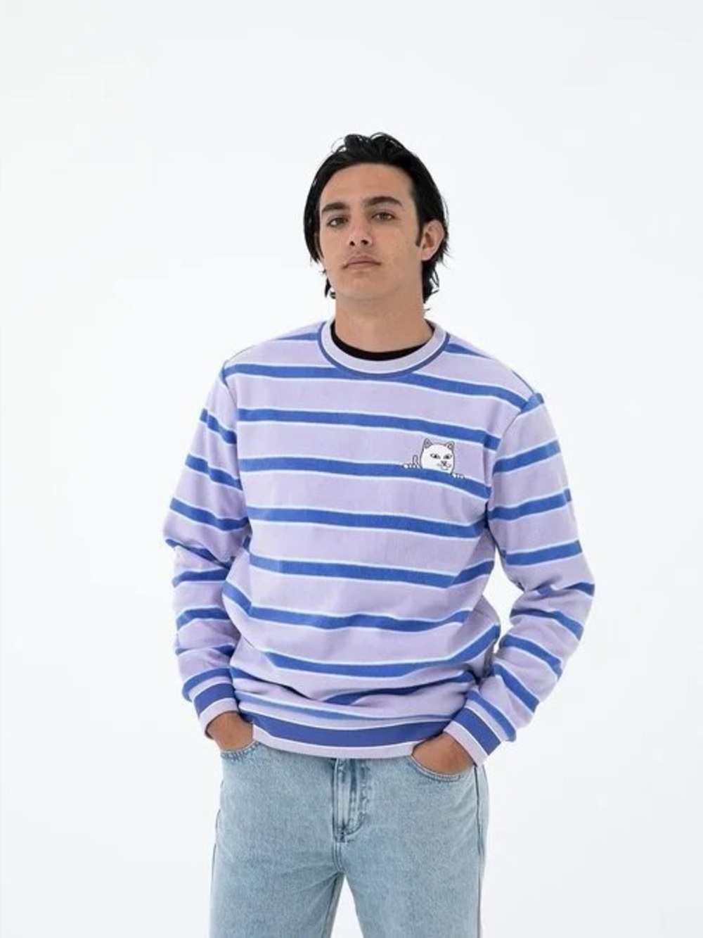 RIPNDIP "Peeking Nermal" Skateboard Brushed Fleece Crewneck LAVENDER Rip n Dip